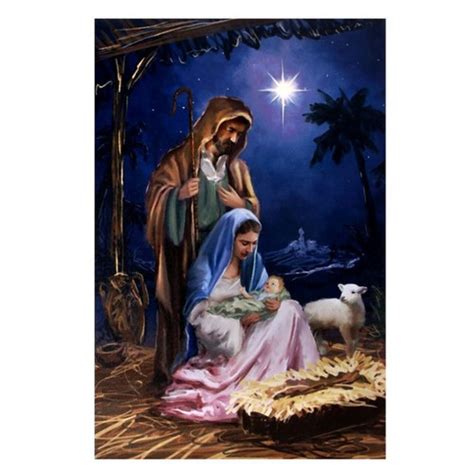 Nativity Scene Wall Art Star Of Bethlehem Lighted Canvas 7 X 8 1