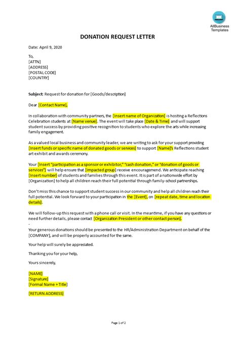 Donation Request Letter Templates At