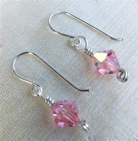Let Our Light Shine Pink Swarovski Vintage Crystal Wire Wrapped Earrings