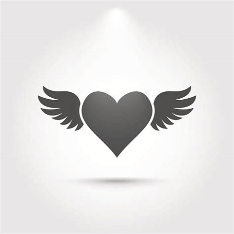 Heart With Wings Clipart Black And White For Silhouette 20 Free