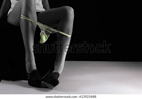 Woman Taking Off Sexy Panties Long Stockfoto Shutterstock