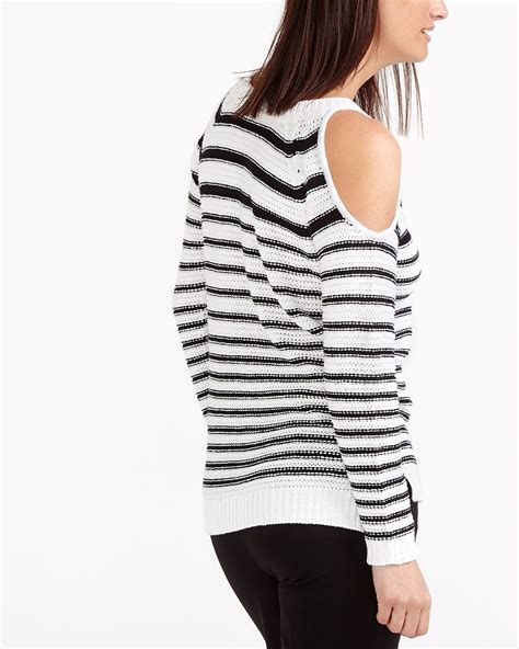Striped Bare Shoulder Sweater Women Reitmans
