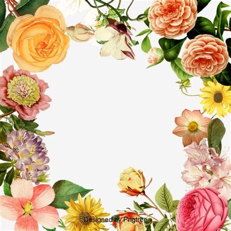 아름답고 화려한 꽃 일러스트 테두리 요소 디자인 꽃 테두리 클립 아트 레이스 틀 화려한 Png 일러스트 및 Psd 이미지