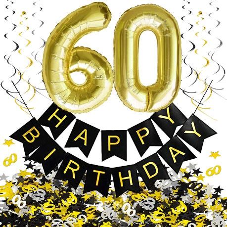 Hier gibt es gedanken mit gedichten, sprüchen, wünschen und bildern zum ausdrucken. 60. Geburtstag Party Deko Set - Girlande + Zahl 60 Ballons ...