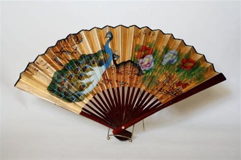 Oriental Chinese Fan Hand Painted Peacocks And Flowers On Etsy