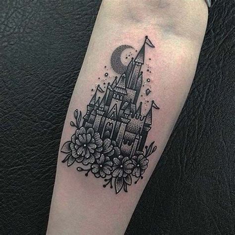 Black and white vector graphics. 33 Exquisite Disney Castle Tattoo Designs - TattooBlend ...