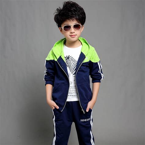 New Spring Autumn Teenage Boys Clothing Set Zipper Sports Clothes For