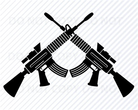 Machine Guns Svg Files For Cricut Black And White Vector Images