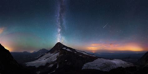 Wallpaper Mountains Sunset Night Galaxy Sky Snow Stars Milky