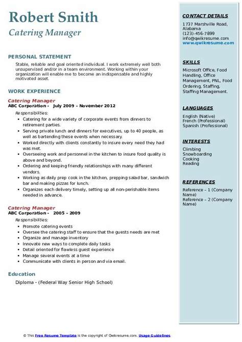 Catering Sales Manager Resume Example For 2023 Resume Worded Vrogue