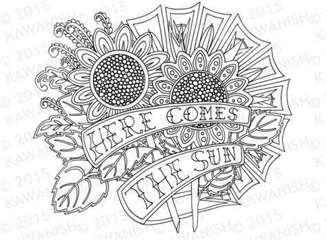 Here's a colouring page of a flower in a flower pot. here comes the sun sunflowers adult coloring page gift wall