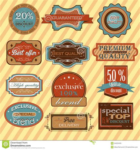 Collection Of Vintage Retro Labels Badges And Stock Vector