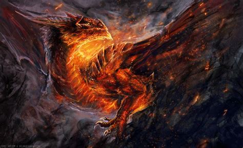 Beautiful Fantasy Red Fire Dragon Art By Isvoc Ancient Dragon Dark