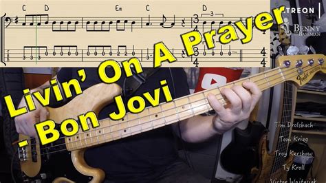 Bon Jovi Livin On A Prayer Bass Cover With Notation And Tabs
