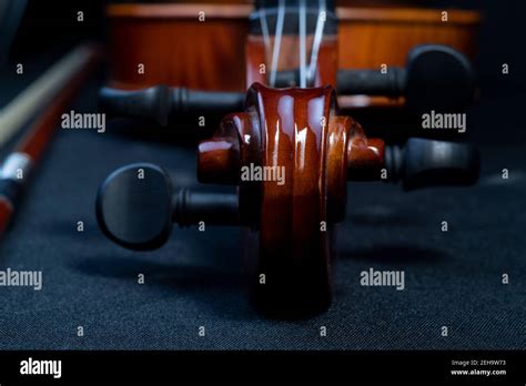 Full Profile Of Beautiful Violin On Black Background Stock Photo Alamy