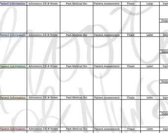 CNA Patient Task List Report Sheet For 6 Patients Etsy