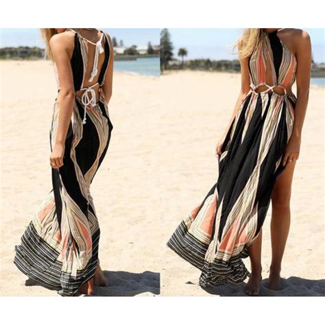 bohemian print beach dress bellechic