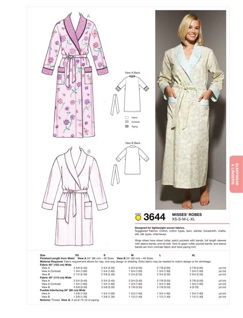 Kwik Sew 3644 Misses Robe Kwik Sew Dressing Gown Robe Kwik Sew