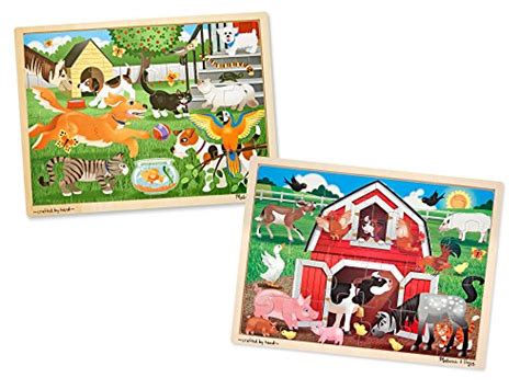 Melissa And Doug Animals Wooden Jigsaw Puzzle Sets Pets And Farm 24