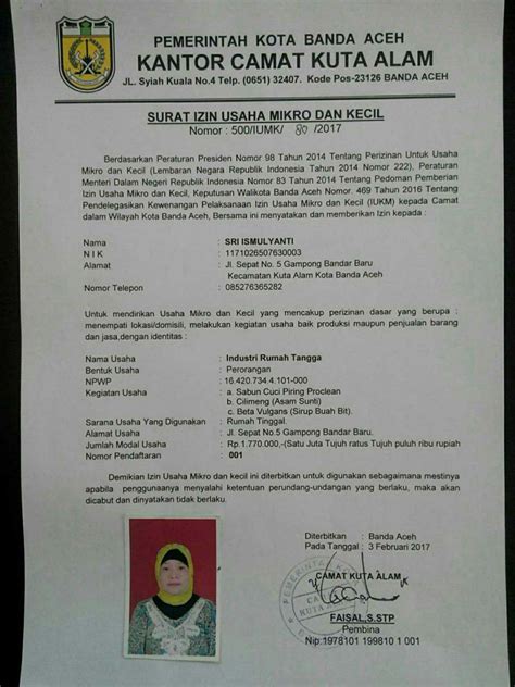 Pada hari ini, selasa 24 januari 2019. Contoh Surat Izin Usaha Mikro Dan Kecil - Berbagai Contoh
