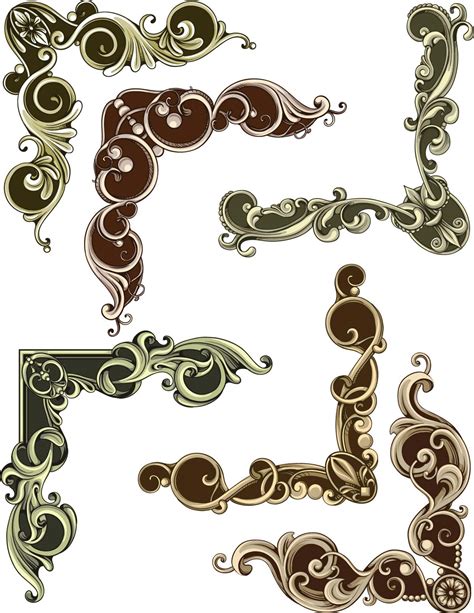 Ornate decorative antique elements set | Free download