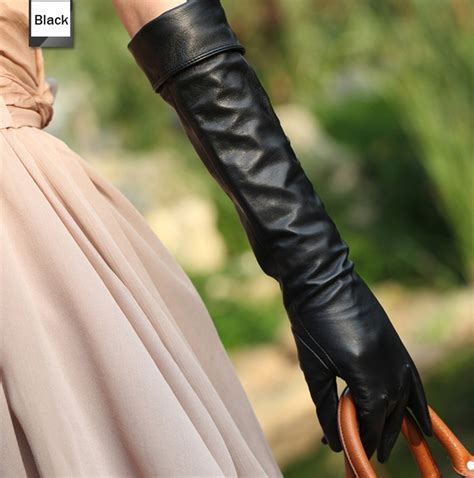 Top Quality Black Long Leather Gloves For Women Warman Dress Glove With