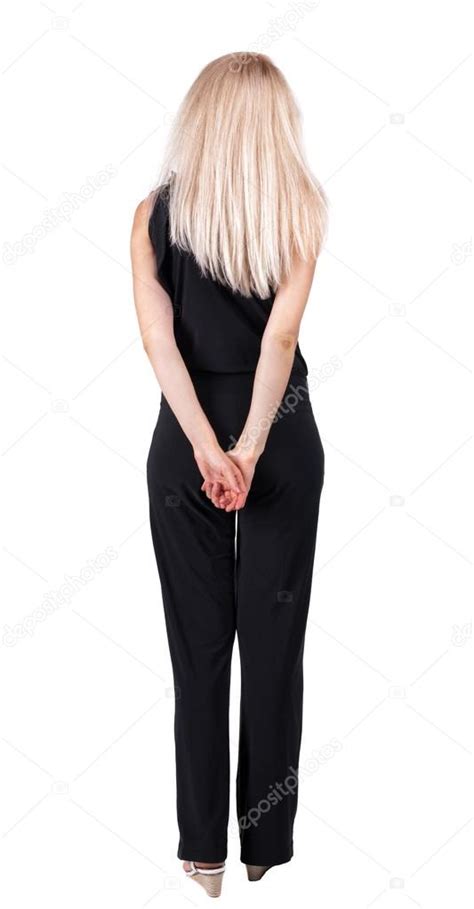 Back View Of Standing Young Beautiful Blonde Woman — Stock Photo