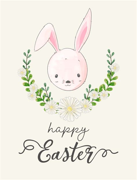 Watercolor Easter Card Of Rabbit And Wreath 698342 Vector Art At Vecteezy