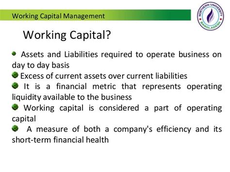 Working Capital Working Capital Items