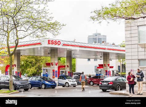 Montreal, Canada - May 26, 2017: Esso gas station in downtown for car ...