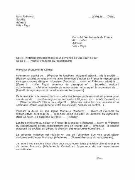 Modèle De Lettre D Invitation Pour Demande De Visa Gratuit