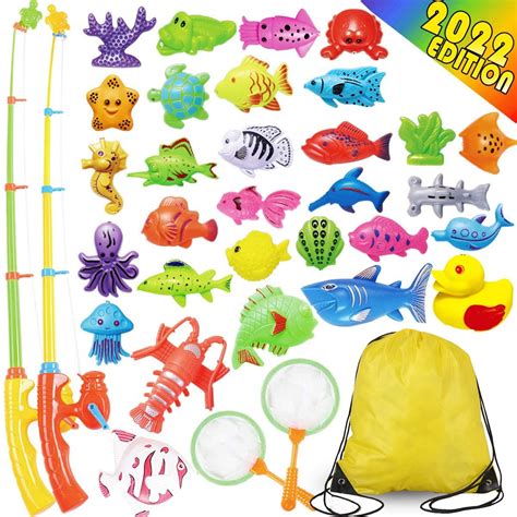 40 Pcs Magnetic Fishing Toys Game Set Learning Education Fishin Bath