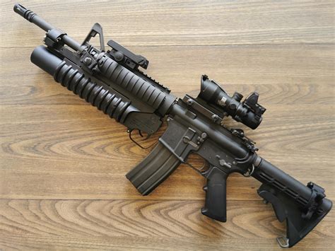 M203 Grenade Launcher Colt Marking Barrel Mounted On Ghk M4a1 Gbb