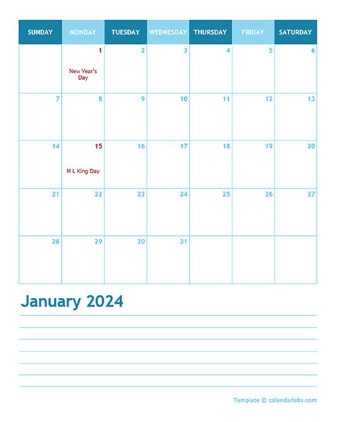 Portrait Monthly Calendar 2024 Bibby Cherice