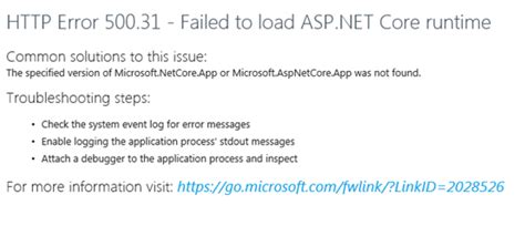 Dotnet Core Deployment Iis Error Failed To Load Asp Net