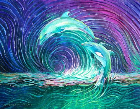 Dolphin Dance Energy Painting Giclee Print Energy Artist Julia