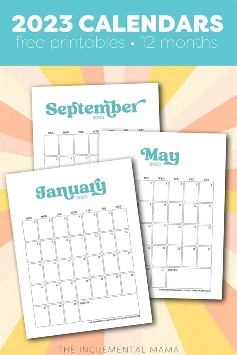 Free Printable 2023 Monthly Calendars Retro Font Free Printable