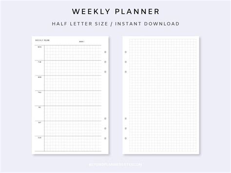 Weekly Planner Printable Vertical Undated Weekly Planner Pdf Etsy
