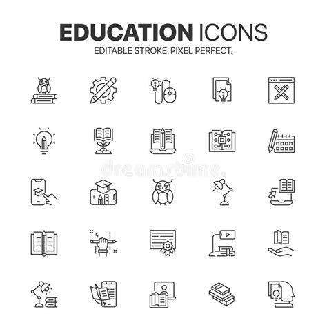 Education Icon Set Higher Education University Symbol Outline School