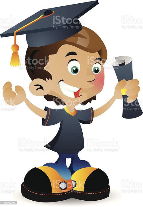 Graduating Boy Stock Illustration Download Image Now Boys Cheerful