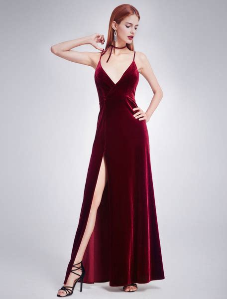 This polyester spandex mini features a scoop neck and spaghetti straps! Velvet Prom Evening Floor Length Formal Slip Dress - TD ...