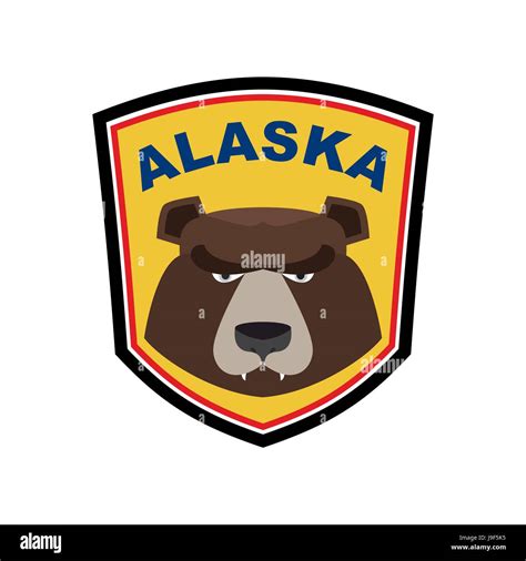 Alaska Grizzly Mascot Bear Emblem Sign Wild Animal Logo For Alaska