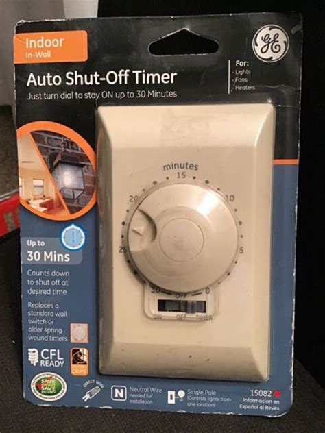 Ge Indoor In Wall 30 Minute Auto Shut Off Single Pole Timer 15082
