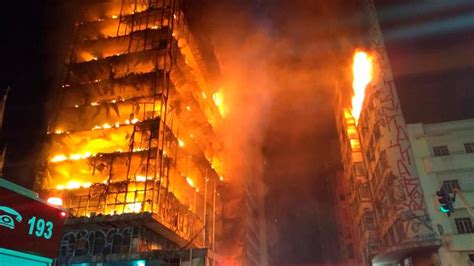 Burning Building In Sao Paulo Collapses At Least 1 Dead