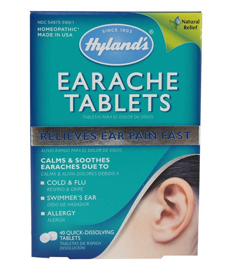 Hylands Earache Tablets 40 Tablets Swimmers Ear Ear Health