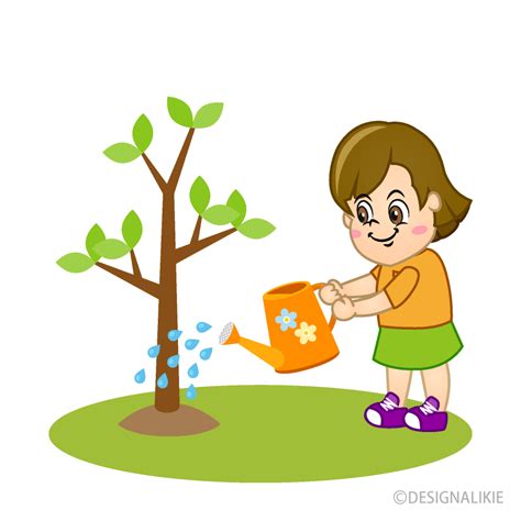 Girl Watering Tree Clip Art Free Png Image｜illustoon