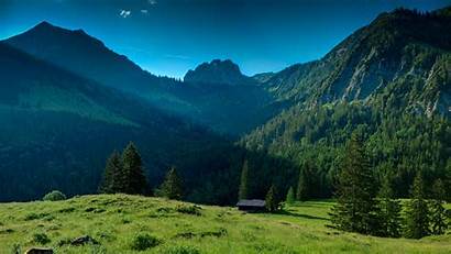 Mountains Mountain Wallpapers Nice Landscape Grass Cabin