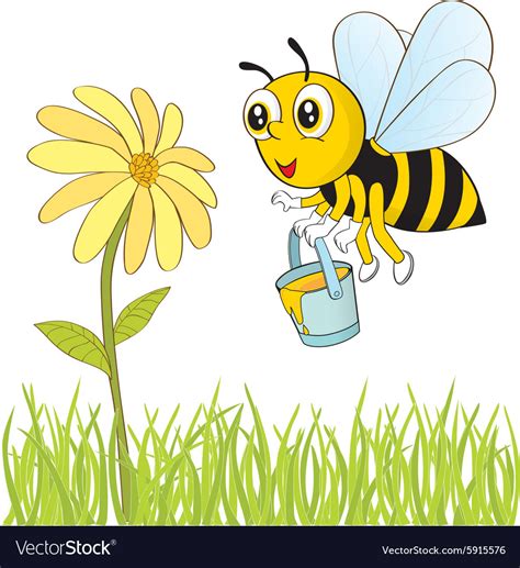 bee and flower royalty free vector image vectorstock