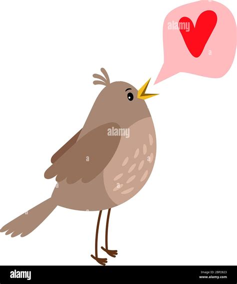 Nightingale Cute Cartoon Bird Icon On White Background Vector