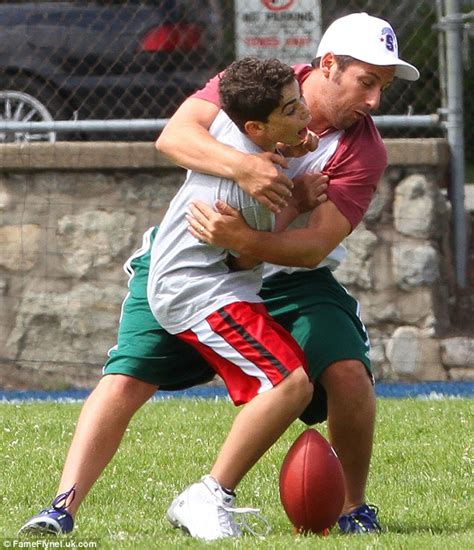 Big Daddy Adam Sandler Has A Ball Teaching His Onscreen Son How To Play Football Whilst Filming